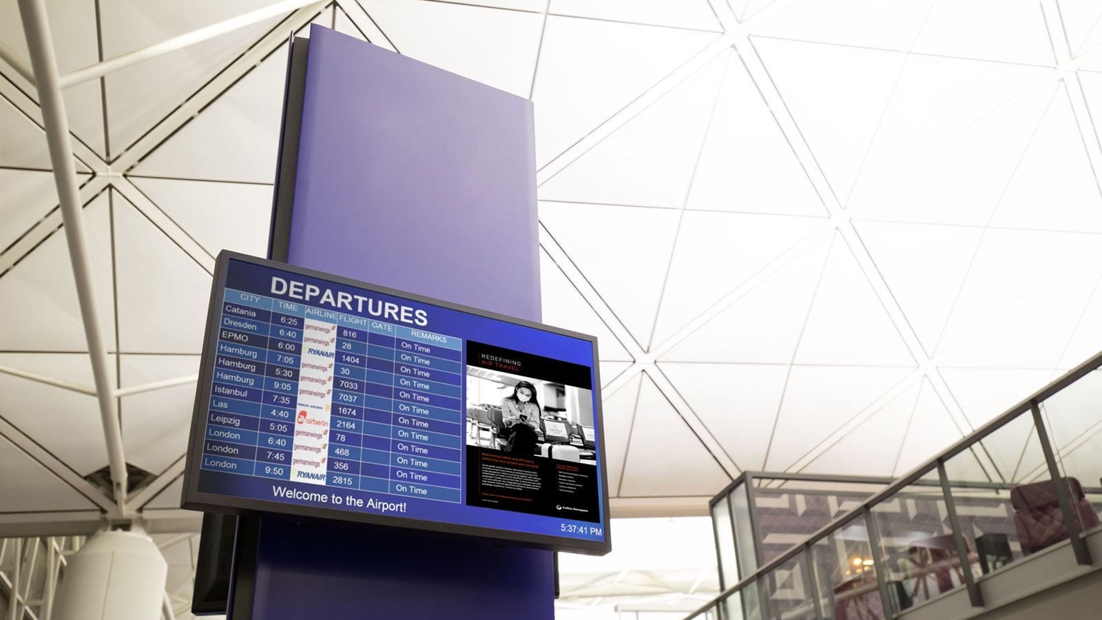Flight information display systems in an airport terminal